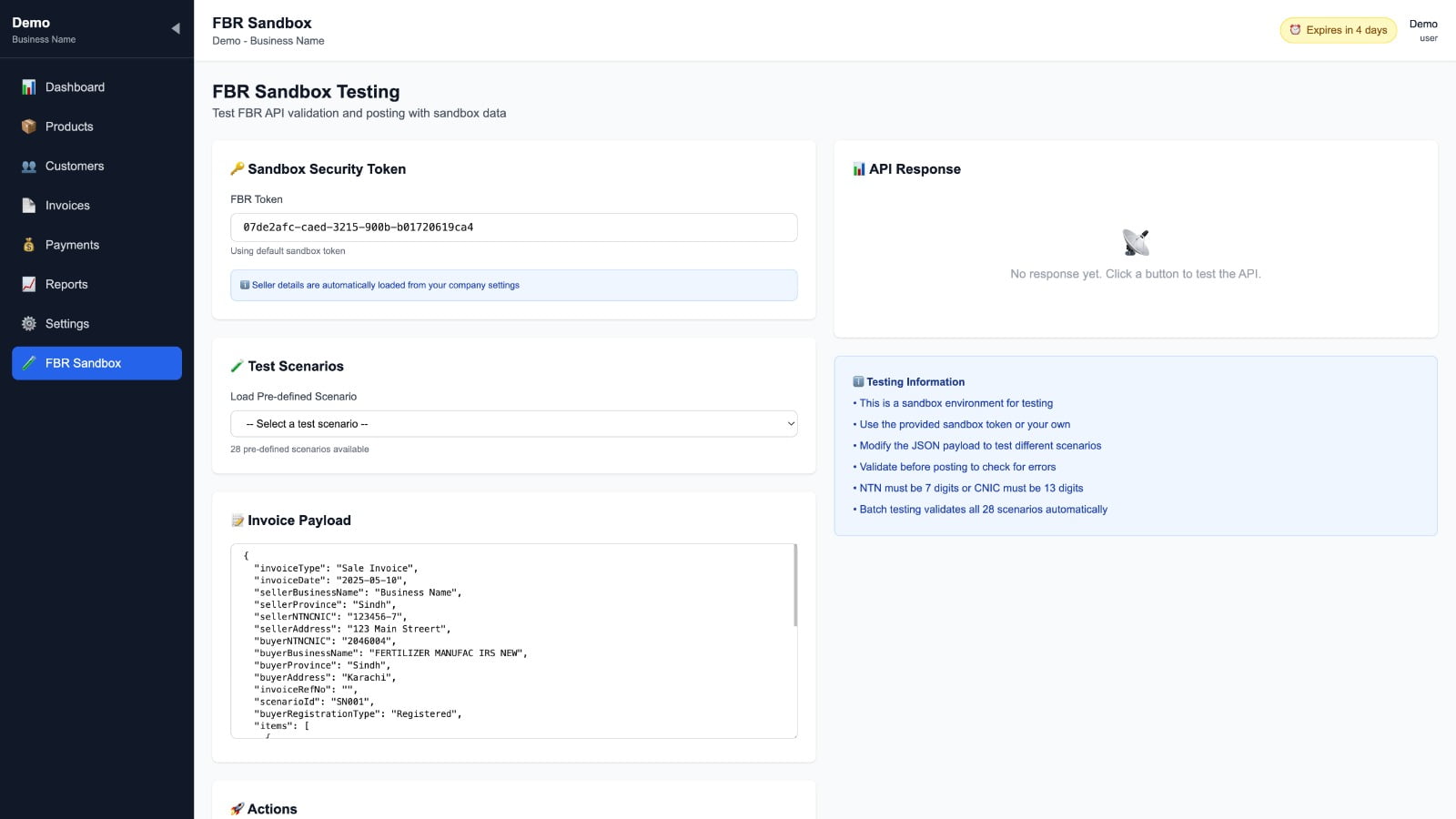 FBR Sandbox Configuration
